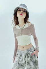 アンバランススリーブカーディガン / unbalance sleeve cardigan_brown