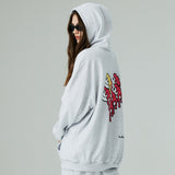 ハートプリンティングパーカー/HEART PRINTING HOODIE-WHITE MELANGE