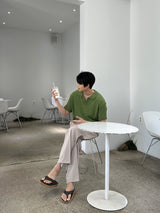 アンダーブックルオープンカラーショートスリーブニットウェア / Ander Bookle Open Collar Cool Short-Sleeved Knitwear (4 colors)