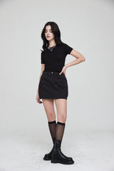mii リブ SS Tシャツ / mii RIBBED SS T-SHIRT BLACK