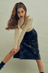 ケミカルウォッシュ風コーデュロイスカート / HIDE Slit Long Skirt (4606125572214)