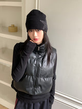 Debbie leather cropped padded vest