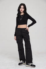 mii リブ LS クロップTシャツ / mii RIBBED LS CROP T-SHIRT BLACK