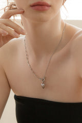 フォルダーハートペンダントウィズミックスチェーンネックレス/Folder heart pendant with mix chain necklace