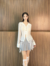 1021. Wool Double ribbon pleats mini sk (2color)