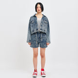 JINRO DENIM CROP TRUCKER JACKET 