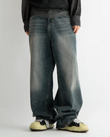 Vintage brush blue denim pants