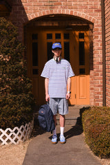 ミントネックブルーストライプユニセックスTシャツ / Mint Neck Blue Stripe Unisex T-shirt