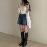 [Bellide made] Vintage Wood Washing Denim Shorts