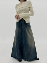 ビンテージデニムマクシスカート / Vintage Denim Maxi Skirt (Banding)