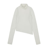 Slim-fit Unbalance Turtleneck [WHITE] (6618528579702)