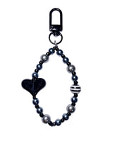 ブラックハートビーズキーリング/Black Heart Beads Key-ring