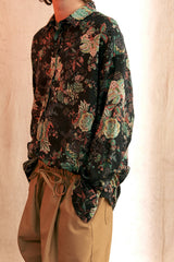 "PRE-ORDER 4/16~" VINTAGE FLOWER DROP-SHOULDER SHIRT (Black) (6546128928886)
