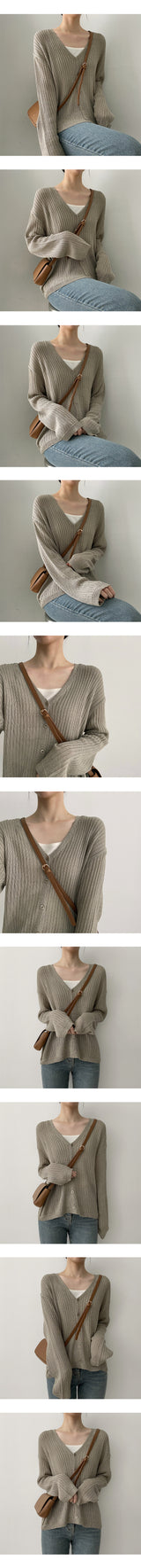 ペッパーリネンリブドニットカーディガン / Pepper Linen Ribbed Knit Cardigan