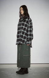  ROUNDED COLLAR CHECK SHIRT_BLACK