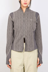 エアケーブルニットハーフ2WAYジップアップジャケット / AIR CABLE KNIT HALF 2WAY ZIP UP JACKET-VOLUME GREY