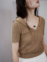 CROCHET PULL OVER [ CAMEL ]
