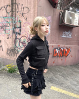 クロップドツーウェイカーゴフードジップアップ / Cropped Two-Way Cargo Hood Zip-Up