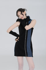 HOLIDAY TURTLENECK DRESS #BLACK NAVY
