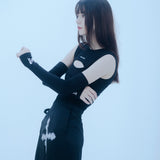 カットアウトウォーマートップ/0 5 cut out warmer top - BLACK