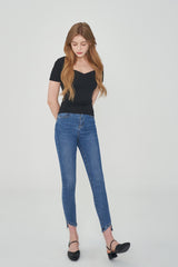 スパンデックススリットヘムスキニージーンズ/SPANDEX SLIT HEM SKINNY JEAN [6878]