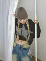 Marco crop knit zip up