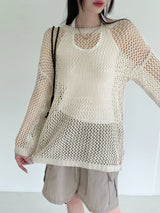 夏星パンチングネット長袖ニット/Pikadi Summer Star Punching Net Long Sleeve Knitwear
