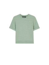 WEAVING PATTERN SHORT SLEEVE KNIT TOP MINT (6586891305078)
