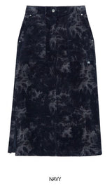 ケミカルウォッシュ風コーデュロイスカート / HIDE Slit Long Skirt (4606125572214)