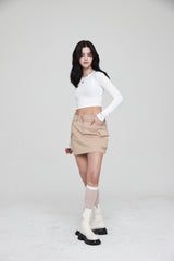 mii リブ LS クロップTシャツ / ストラップタンクトップ / mii RIBBED LS CROP T-SHIRT WHITE