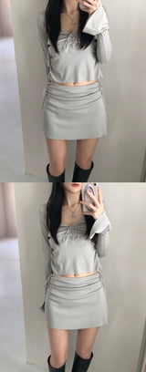 ペリーストラップシャーリング長袖Tシャツ / Perry Strap Shirring T (2color)