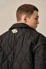 QUILTING SHIRT JACKET - BLACK