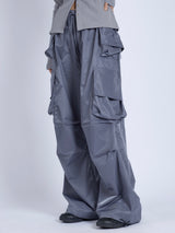 Satin Multi Pocket Pants, Grey