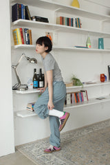 ribbon string pants (blue-gray)