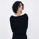 Half-moon Long sleeve T-shirt [Black] (6592006553718)