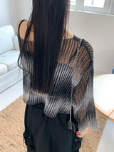 Wooseon tie-dye printing gradient crop long-sleeved knit