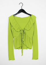 プリーツラッフルカーディガン/Pleated Ruffle Cardigan (4color)