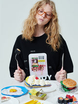 キャンペ-ンTシャツ/[ENJOY YOUR MEAL] CAMPAIGN 1/2 T-SHIRT SKEWER _BLACK