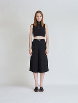 BLACK CROP KNIT ZIP UP SLEEVELESS(Copy) (6679763779702)