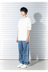 チェックボードメッシュニットハーフシャツ/CHECKERBOARD MESHED KNIT HALF SHIRTS
