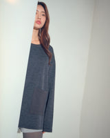 KNIT X TERRY COMBINATION POCKET TEE (Charcoal) / コンビネーションポケットTシャツ