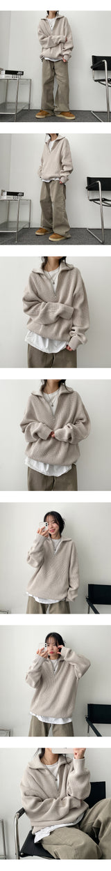 Mohedoutum Boxy Half Zip-Up Knitwear