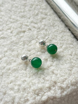 green onyx ball earring