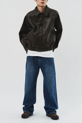 Dad Pigment Leather Jacket (2color)