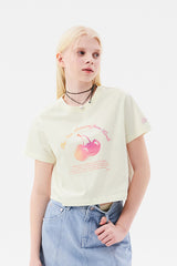 チェリーアーチロゴクロップTシャツ / CHERRY ARCH LOGO CROP T-SHIRT [IVORY]