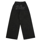 ブラックオーバーサイズポイントデニムパンツ