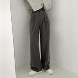 [ハイウェスト］ワンボタンピンタックスラックス / [High waist] one-button pin tuck slacks