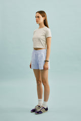 スモールチェリークロップ丈のTシャツ／SMALL CHERRY CROP T-SHIRT [OATMEAL]
