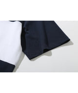 インサイズドカラーブロックピケTシャツ/Incised Color Block Pique Tee (Navy)