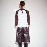 レザーバルミューダハーフパンツ / Leather bermuda shorts brown